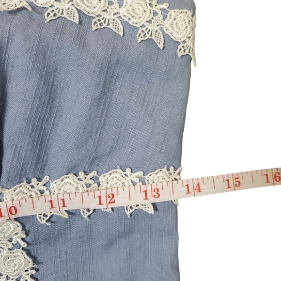 Silhouette Sphaget Strap Blue Sundress  with Scalloped Lace Size S - Picture 8 of 13